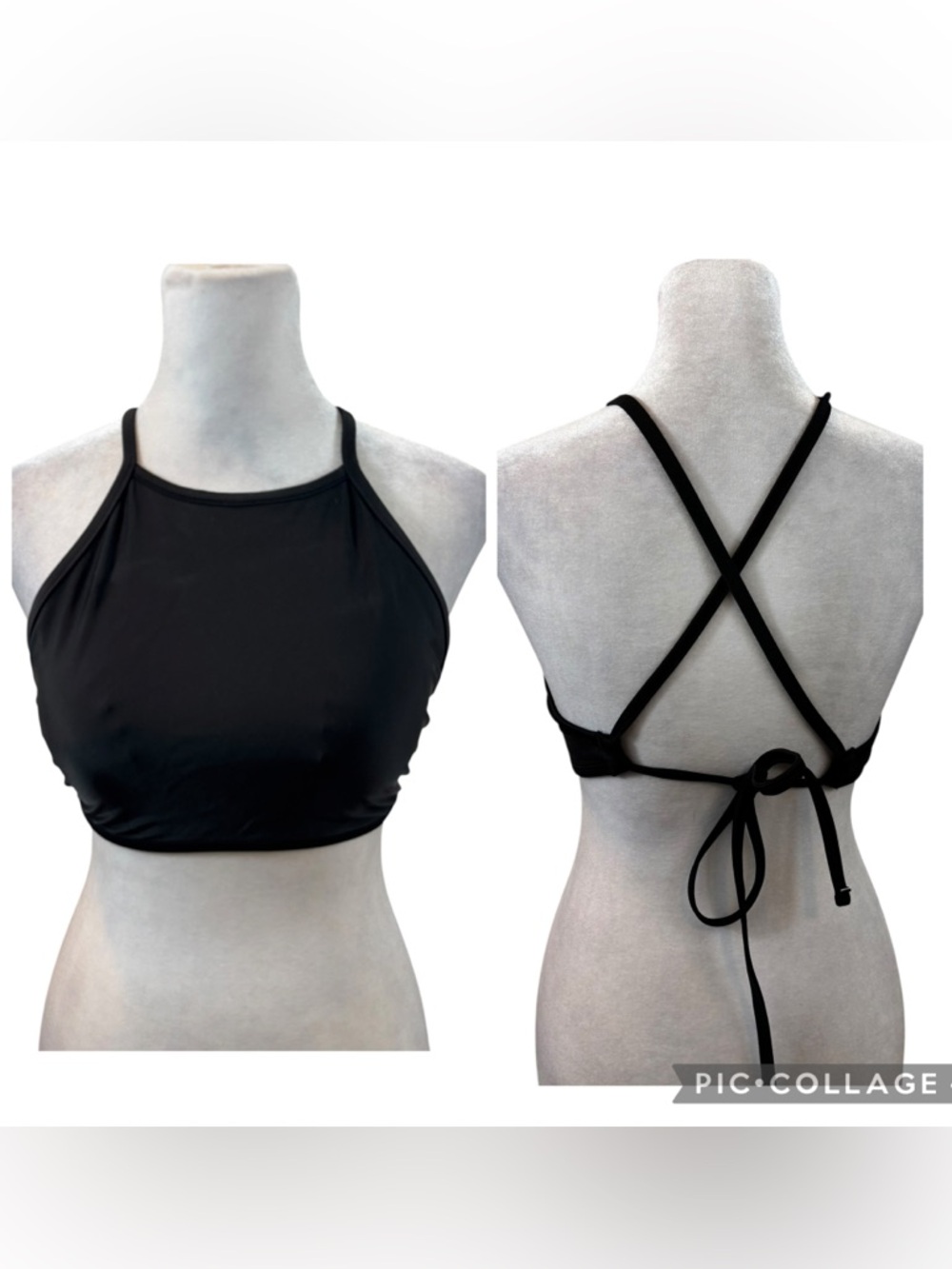 Ladies Aerie High Neck Black Bikini Top Size Medium